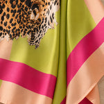 One-Shoulder Leopard Print Colorblock Kaftan Dress
