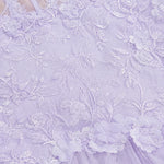Floral Lace Corset Bodice Tulle Maxi Evening Gown with Slit