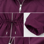 Women's Drawstring Peplum Zip Jacket and Wide-Leg Pants Two-Piece Set
