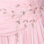 Off-the-Shoulder Beaded Ruched Chiffon Evening Gown