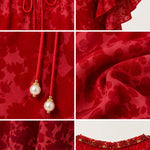 Embellished Tie-Neck Flutter Sleeve Chiffon Maxi Dress