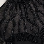 Beaded Illusion High-Neck Mermaid Evening Gown with Front Slit