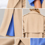Maxi Contrast Pinstripe Lined Trench Coat with Lapel Collar