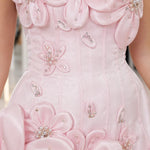 Strapless 3D Floral Applique Corset Mini Dress