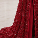 Halter Neck Corset Sequin Evening Gown with Thigh Slit
