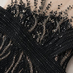 Sequined Off-Shoulder Illusion Mermaid Evening Gown
