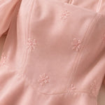 Square Neck Puff Sleeve Embroidered A-Line Midi Dress