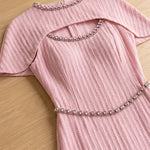 Pleated Cape Sleeve Beaded Maxi Dress with Cutout Detail