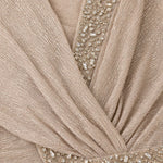 Elegant V-Neck Rhinestone Split Sleeve Maxi Evening Dress