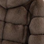 Stand Collar Paneled Faux Fur Plush Winter Jacket