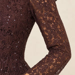 Women's Elegant Long Sleeve Lace Mermaid Formal Dress with Peplum Waist