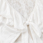 Boho Lace Ruffle Two-Piece Crop Top and Wide Leg Pants Set