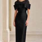 Elegant Sequin Embellished Off-The-Shoulder Midi Evening Dress