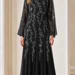 Elegant Sequin Embellished Long Sleeve Maxi Dress