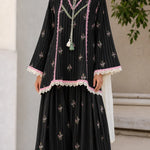 Women's Ethnic Striped Kurti with Sharara and Dupatta Set