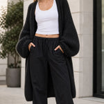 Women's Oversized Open-Front Knit Long Cardigan