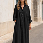 Women's Casual Long Sleeve Button-Down Maxi Shirt Dress