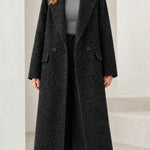 Women's Textured Bouclé Longline Lapel Overcoat