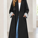 Women's Oversized Maxi Trench Coat with Contrast Turn-Up Cuffs