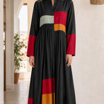 Bohemian Colorblock Long Sleeve Maxi Dress
