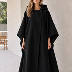 Women's Hooded Maxi Cape Coat Longline Asymmetric Wrap Cloak