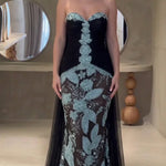 Sweetheart Neck Ruched Mermaid Evening Gown with Choker Cape