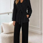 Women's Short Belted Trench Jacket Notch Lapel Lightweight Coat