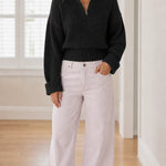 Women's Half-Zip Ribbed Knit Pullover Sweater