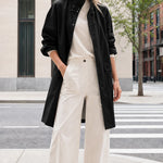 Women's Mid-Length Lightweight Utility Parka Coat with Stand Collar