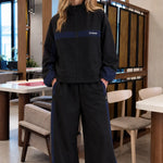 Women's Colorblock Zip-Up Track Jacket and Wide-Leg Pants Set