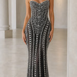 Stunning Sequin and Crystal Embellished Strapless Evening Gown