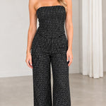 Strapless Sequin Bandeau Top and Wide Leg Pants Two-Piece Set