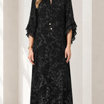 Embellished Tie-Neck Flutter Sleeve Chiffon Maxi Dress