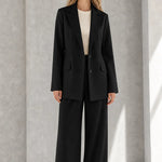 Women's Elegant 2-Piece Tailored Blazer and Wide-Leg Trouser Suit Set