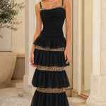 Elegance Tiered Sequin Embellished Maxi Dress