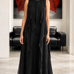 Sleeveless Ruffled Chiffon Maxi Dress