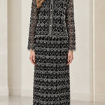 Elegant Beaded Two-Piece Maxi Skirt Suit with Long Sleeve Jacket