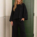 Women's Relaxed Crewneck Sweatshirt & Wide-Leg Pants 2-Piece Lounge Set