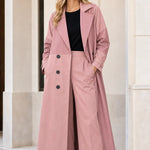 Women's Colorblock Pinstripe Maxi Trench Coat