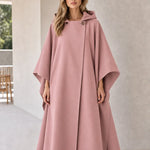 Women's Hooded Maxi Cape Coat Longline Asymmetric Wrap Cloak