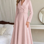 Double-Breasted Blazer A-Line Midi Dress with Notched Lapel