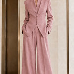 Women's Elegant Tailored 2-Piece Pant Suit Set | Slim Blazer & Wide-Leg Trousers