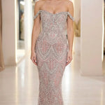 Off-The-Shoulder Embellished Mermaid Evening Gown