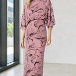 Elegant Mock Neck Sequin Floral Maxi Dress