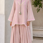 Women's Ethnic Striped Kurti with Sharara and Dupatta Set