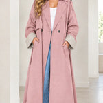 Women's Oversized Maxi Trench Coat with Contrast Turn-Up Cuffs