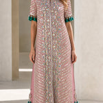 Sequined Chevron Embroidered Tassel Trim Maxi Dress Set