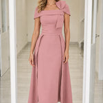 Elegance Bow Accent Square Neck Midi Dress