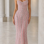 Stunning Sequin and Crystal Embellished Strapless Evening Gown