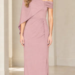 Asymmetric One-Shoulder Drape Maxi Formal Gown with Side Slit